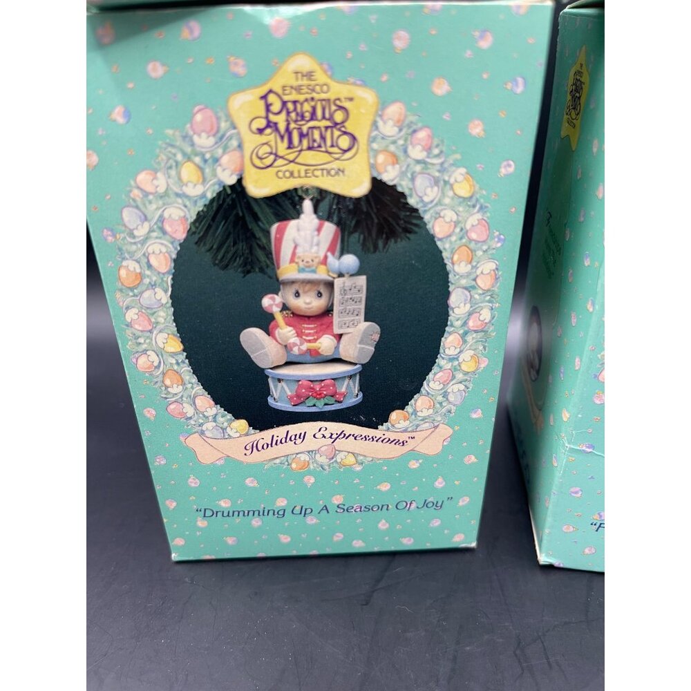 NIB Vtg. Enesco Set of 4 Precious Moments Holiday Expressions Christmas Ornamen - Picture 4 of 16